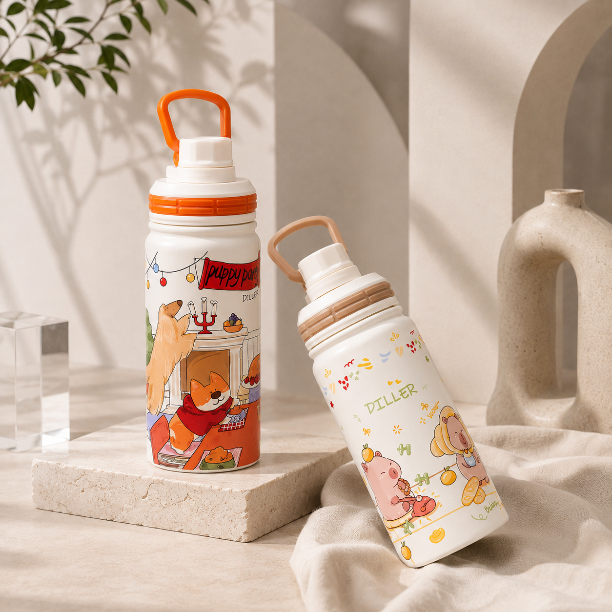 DILLER 500ML Ceramic-Lined Insulated Water Bottle | SUS304 Stainless Steel