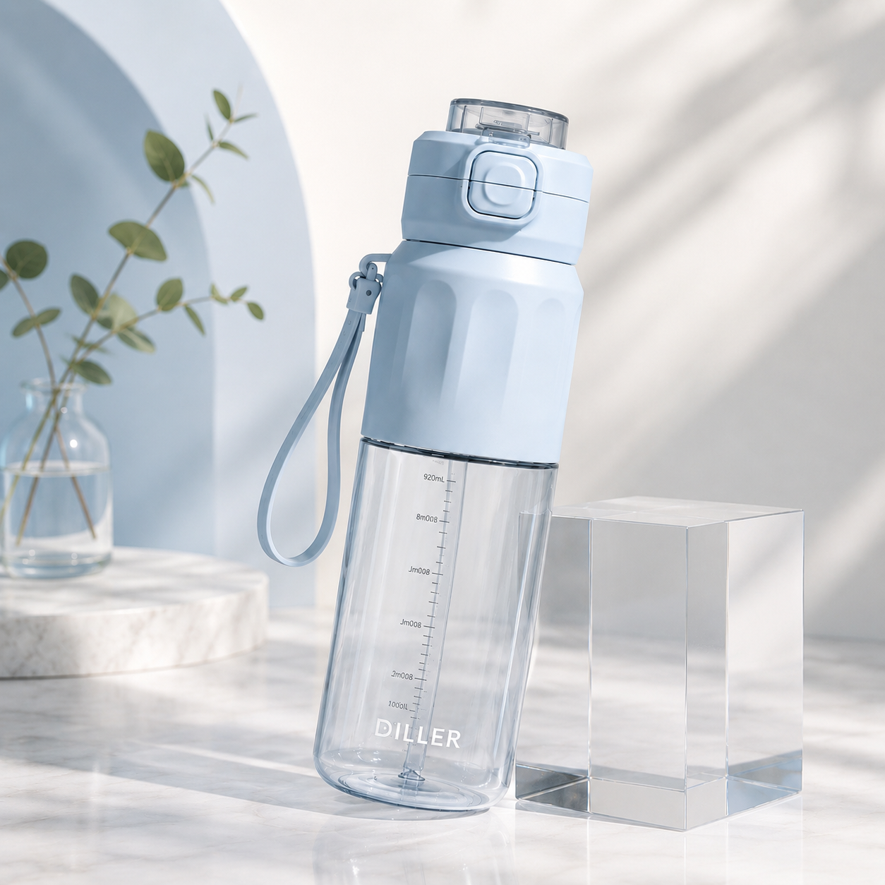 Diller 920ml Dual Drinking Tritan Water Bottle Leak-Proof BPA-Free Portable Travel Sports Bottle