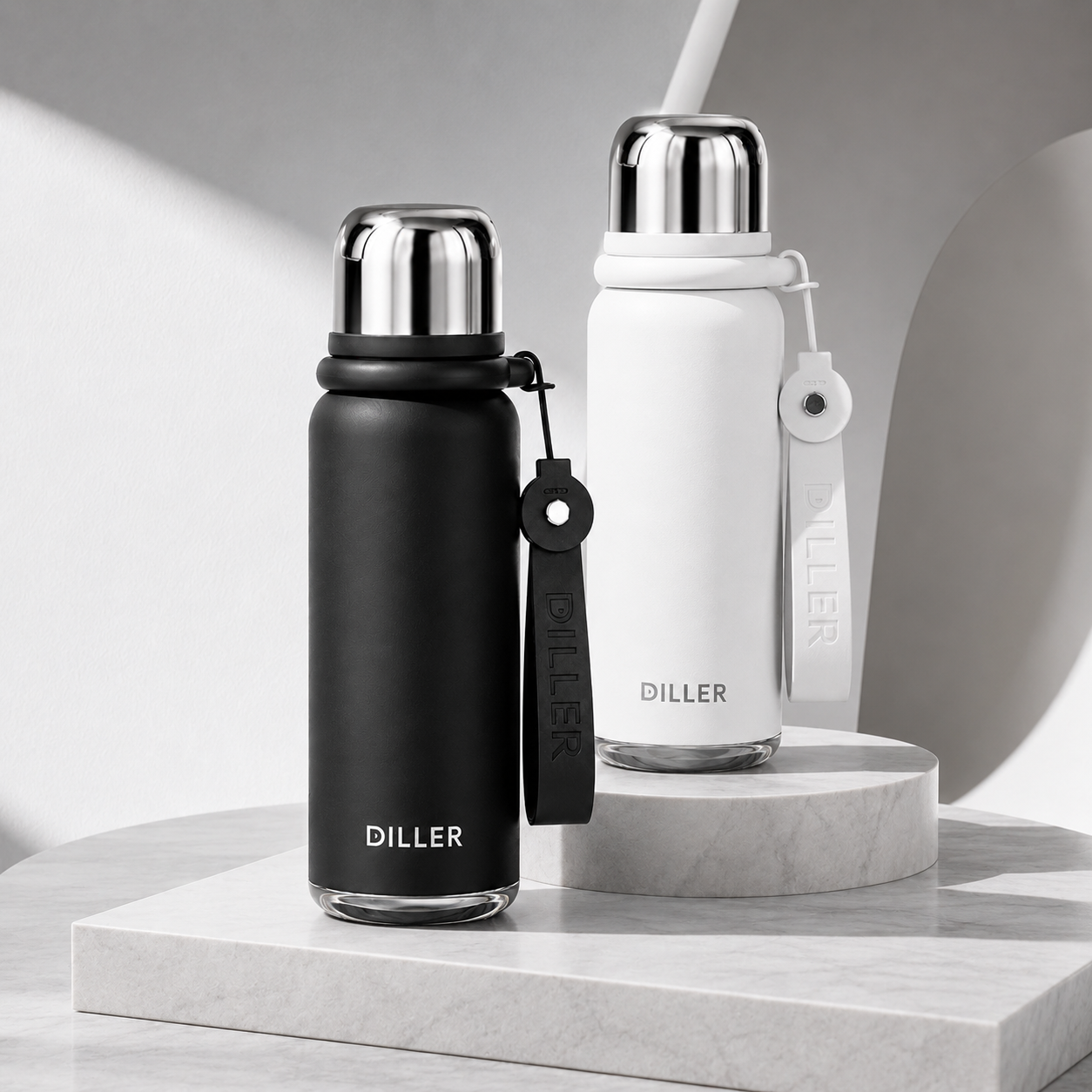 DILLER 580ML Vacuum Insulated Thermos Bottle 316L Stainless Steel 6-Layer Insulation with Carry Strap