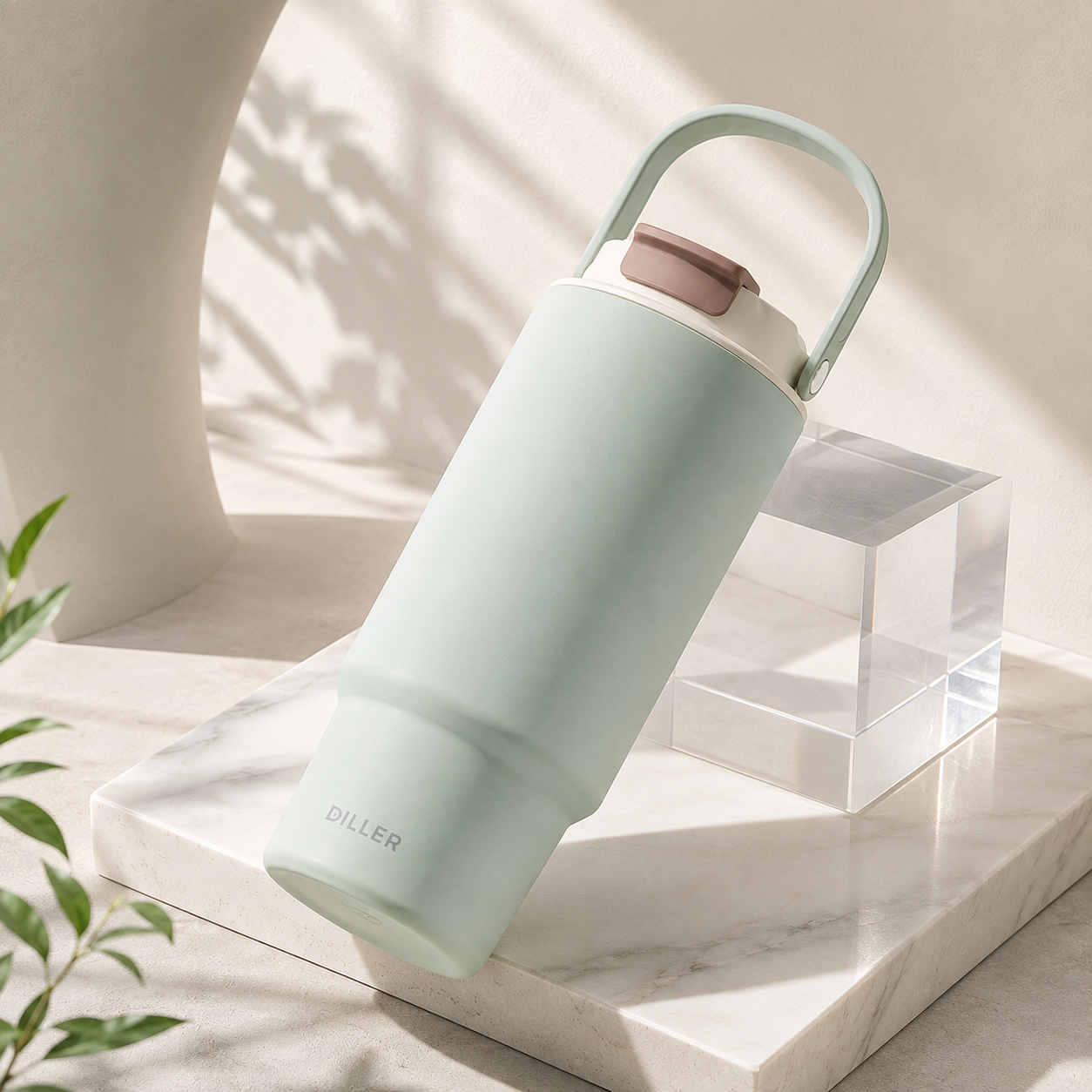 DILLER 920ml Ceramic Coated Insulated Travel Tumbler with Tea Filter | SUS316 Stainless Steel | White, Green & Yellow
