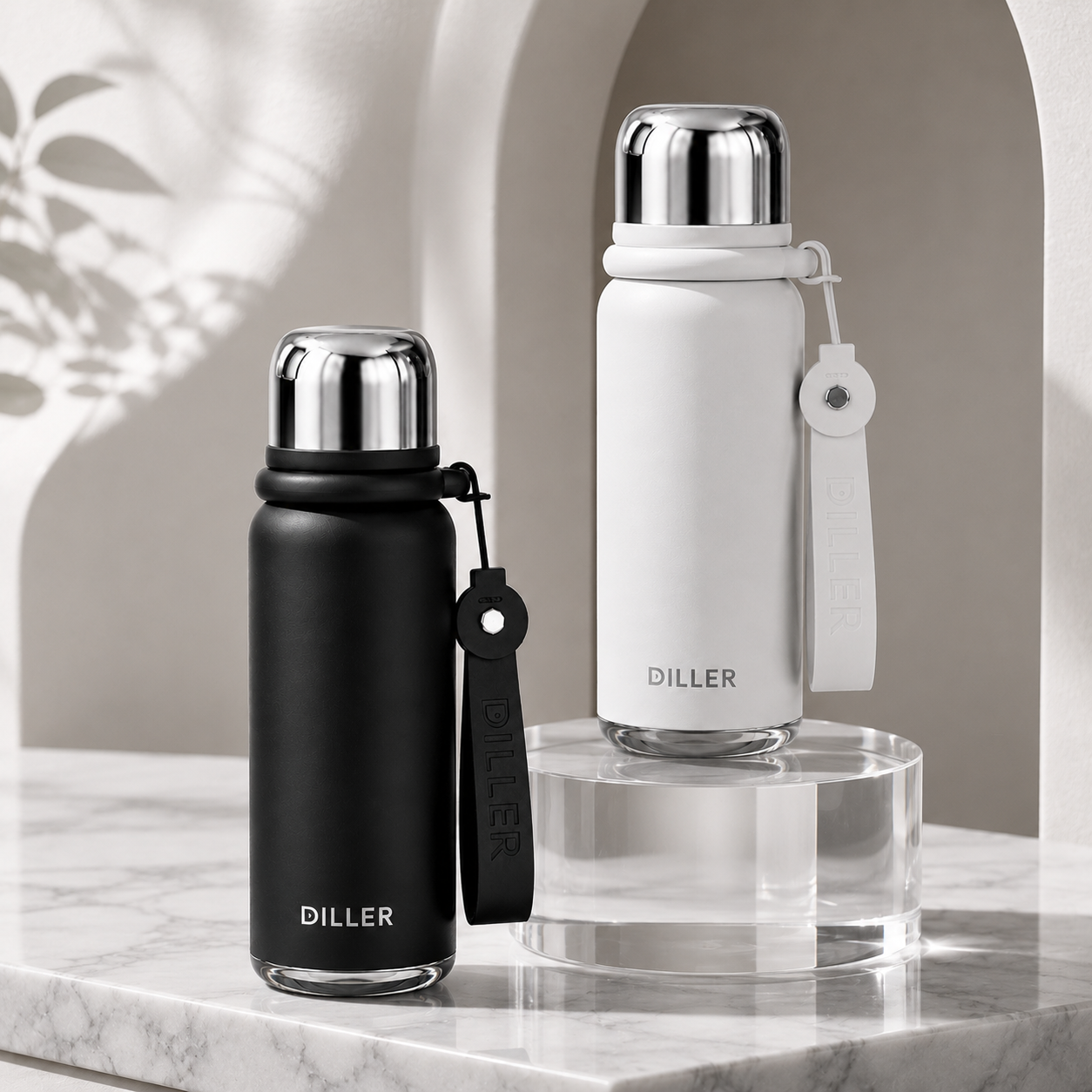 DILLER 580ML Vacuum Insulated Thermos Bottle 316L Stainless Steel 6-Layer Insulation with Carry Strap