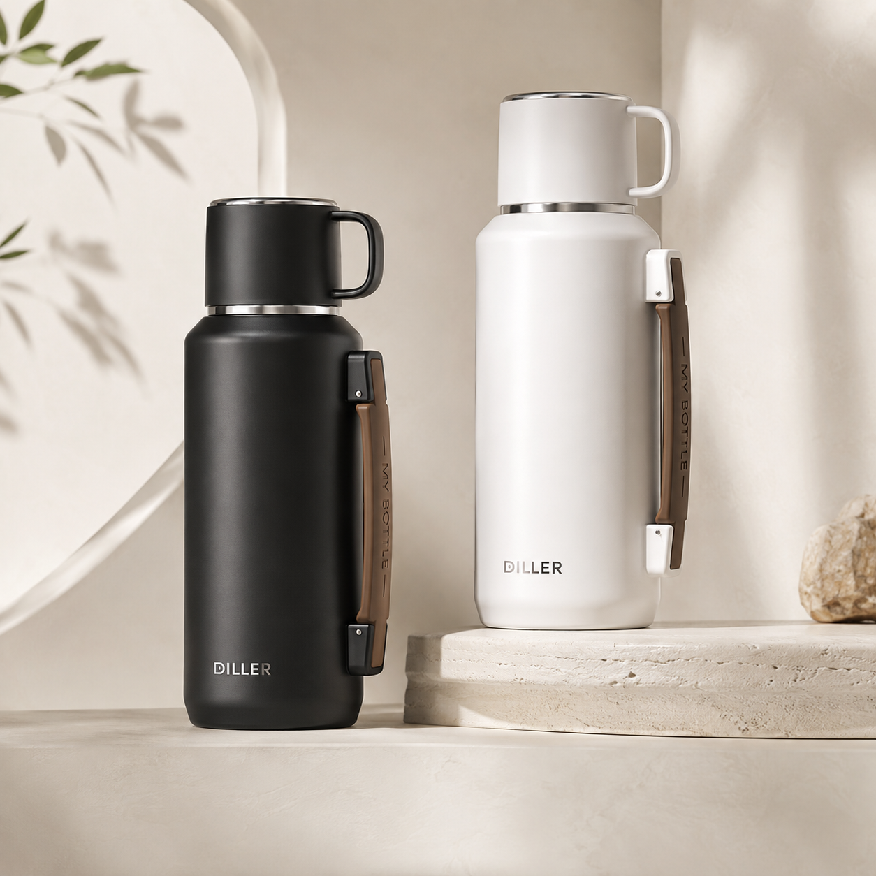 DILLER 800ML & 1000ML Insulated Thermos Flask with Cup | SUS316 Stainless Steel