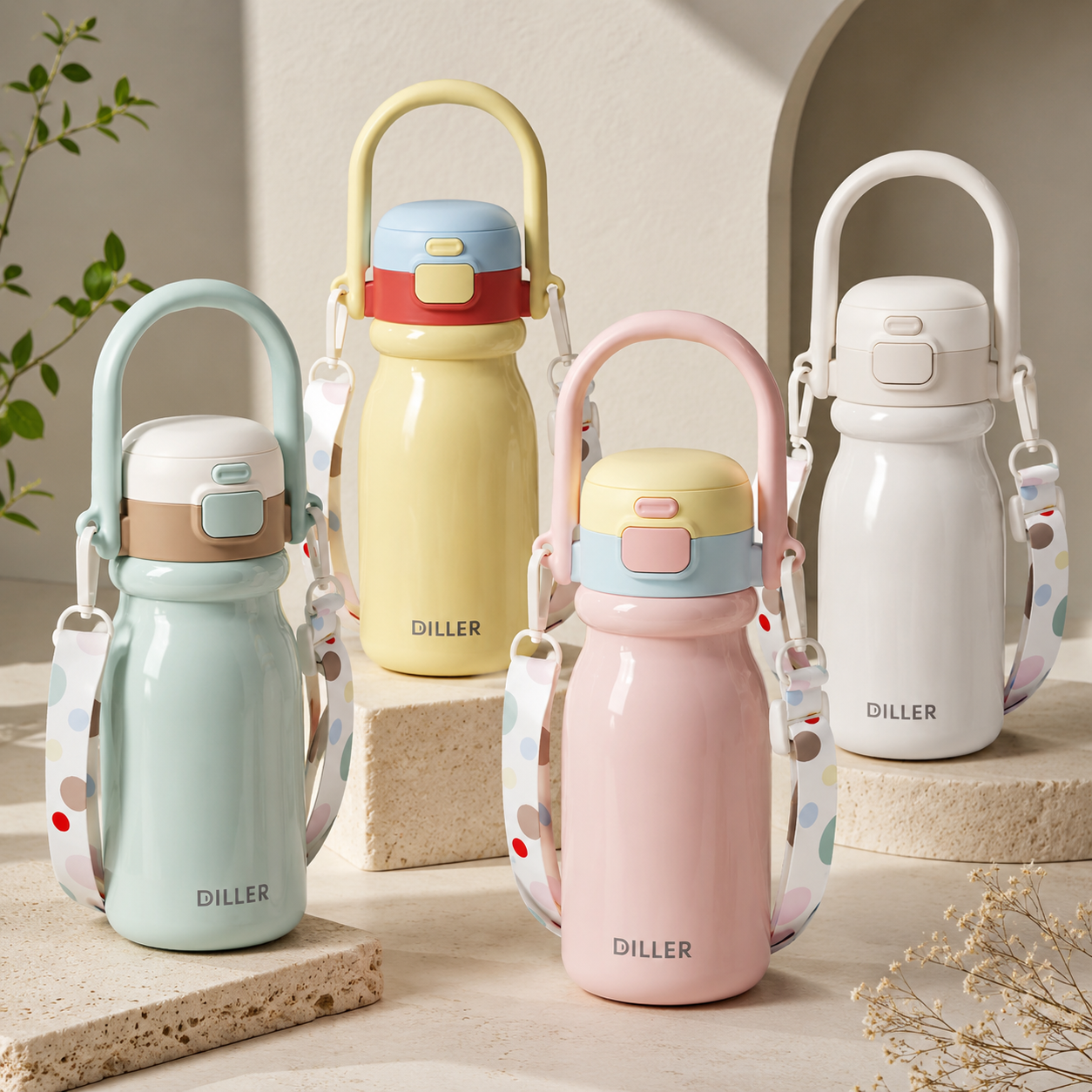 DILLER 520ml Insulated Carry Bottle with Strap | SUS316 Stainless Steel