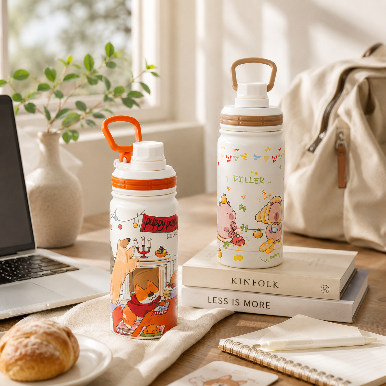 DILLER 500ML Ceramic-Lined Insulated Water Bottle | SUS304 Stainless Steel