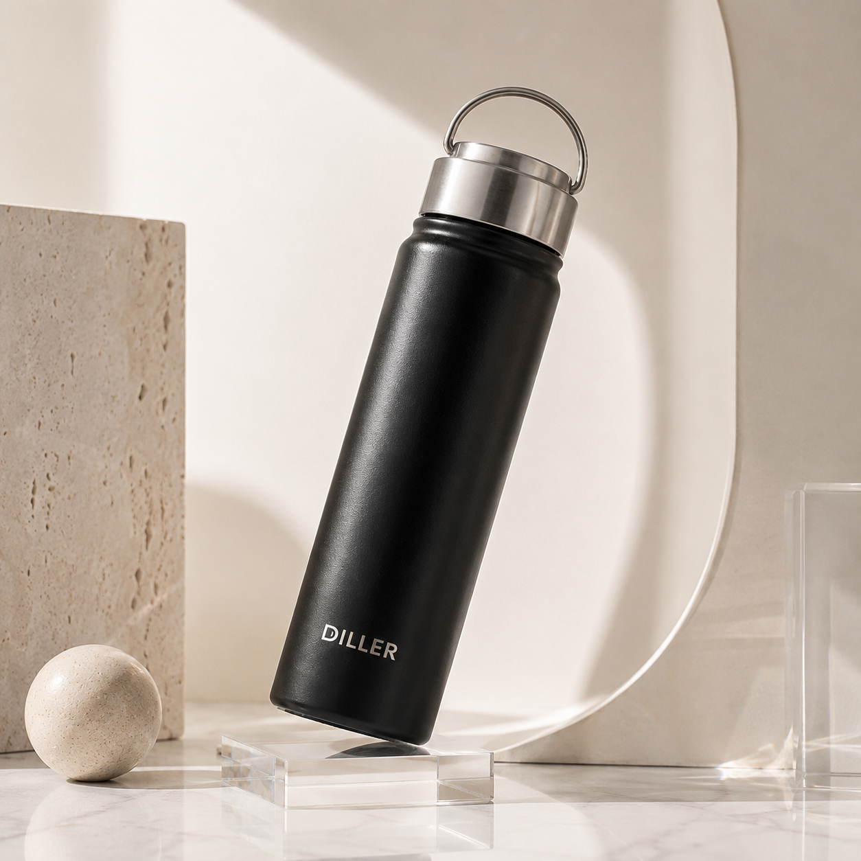 DILLER Insulated Stainless Steel Water Bottle with Carry Handle | SUS304