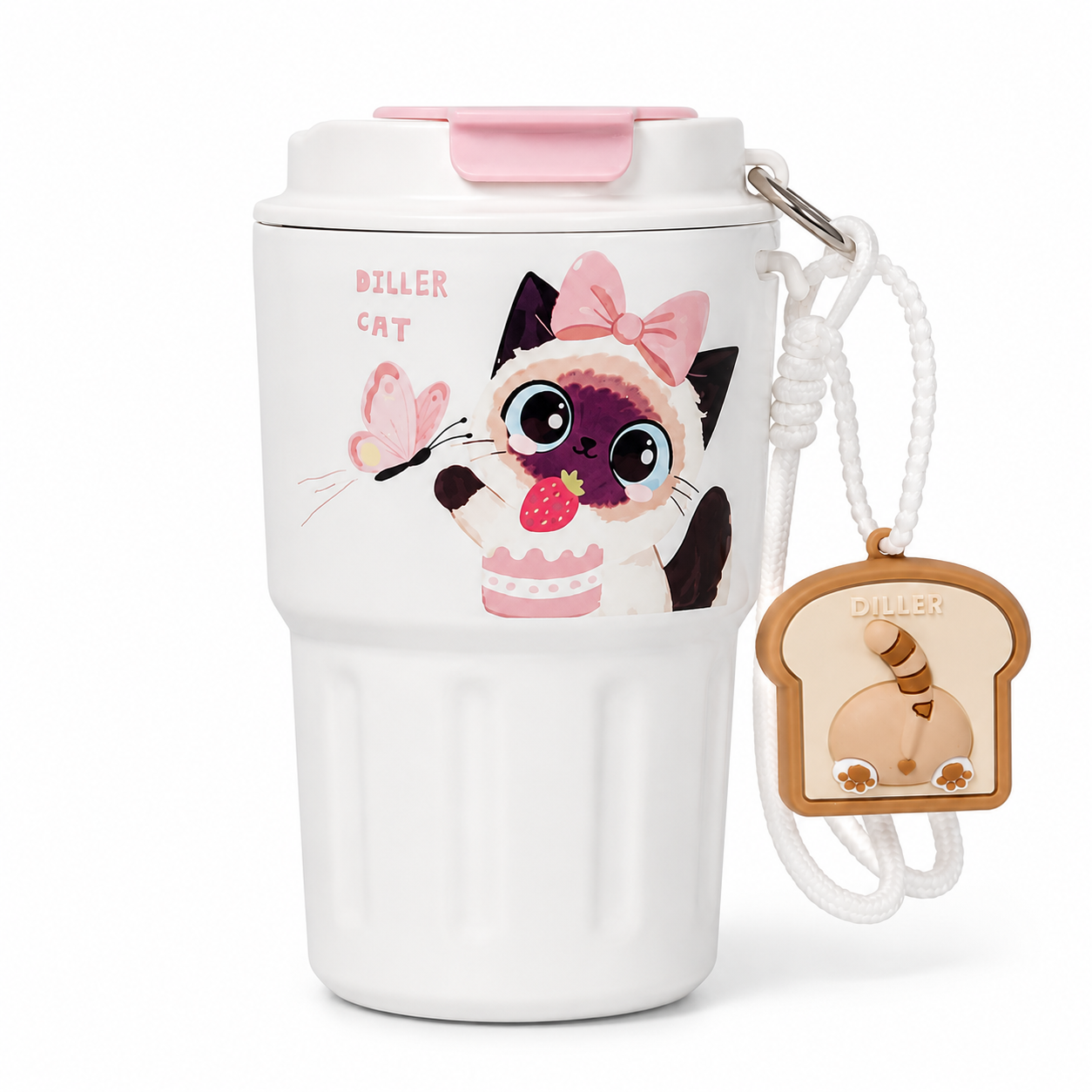 DILLER 340ML Insulated Coffee Tumbler with Carry Strap | SUS304 Stainless Steel