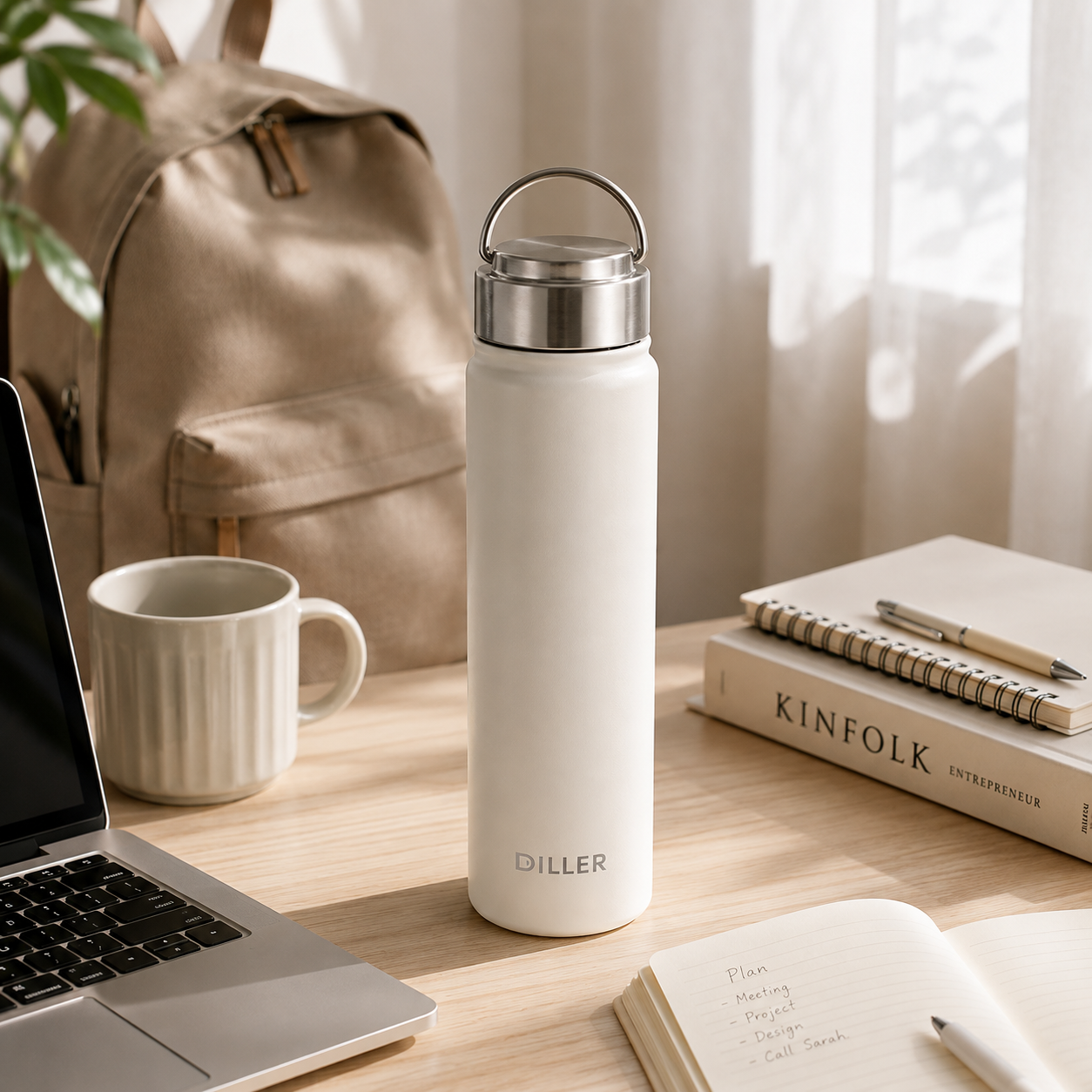 DILLER Insulated Stainless Steel Water Bottle with Carry Handle | SUS304
